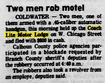 Chester Motel (Econolodge) - 1976 Robbery